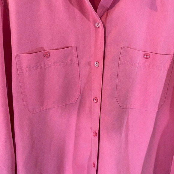 Liz Claiborne First Issue Pink Button Up Shirt Large Collared Front Pockets Top - Picture 4 of 9